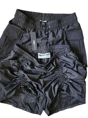 Fashion Nova Black Lexi Parachute Cargo Short Black Cinched Short